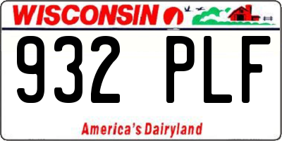 WI license plate 932PLF