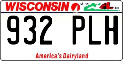 WI license plate 932PLH