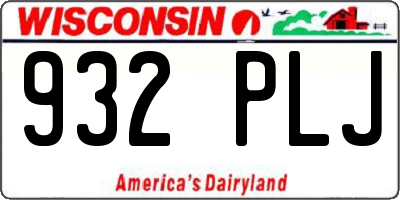WI license plate 932PLJ