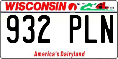 WI license plate 932PLN
