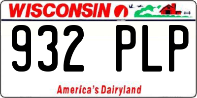 WI license plate 932PLP