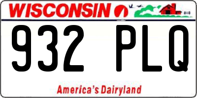 WI license plate 932PLQ