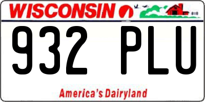 WI license plate 932PLU