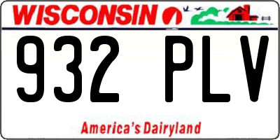 WI license plate 932PLV