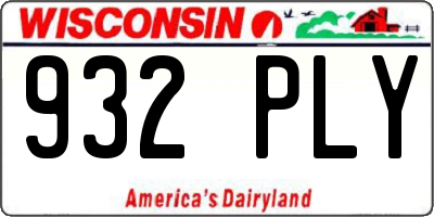 WI license plate 932PLY