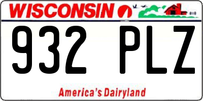 WI license plate 932PLZ
