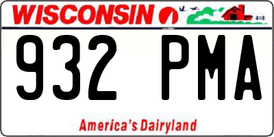 WI license plate 932PMA