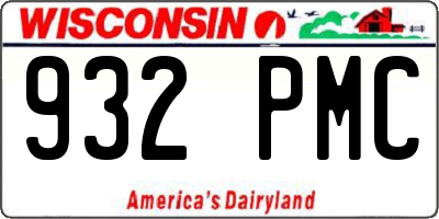 WI license plate 932PMC