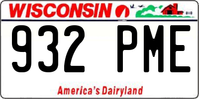 WI license plate 932PME