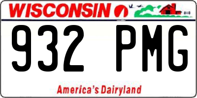WI license plate 932PMG