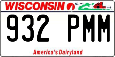 WI license plate 932PMM