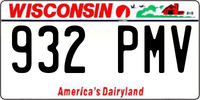 WI license plate 932PMV