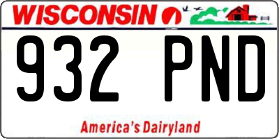 WI license plate 932PND