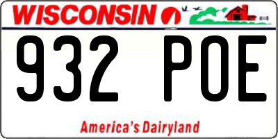 WI license plate 932POE