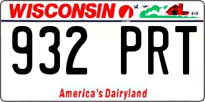 WI license plate 932PRT