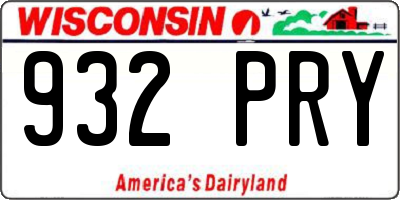 WI license plate 932PRY