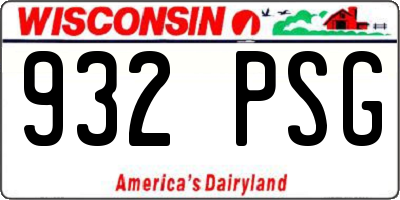 WI license plate 932PSG