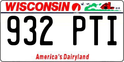 WI license plate 932PTI