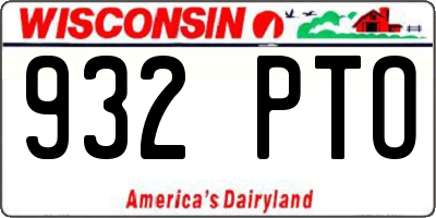 WI license plate 932PTO