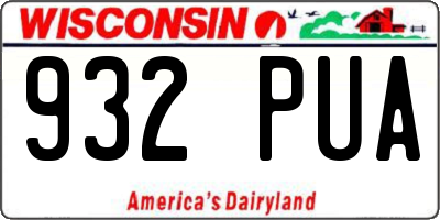 WI license plate 932PUA