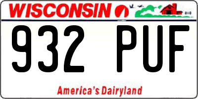 WI license plate 932PUF