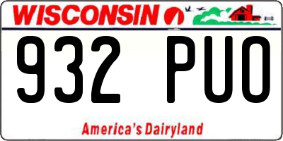 WI license plate 932PUO