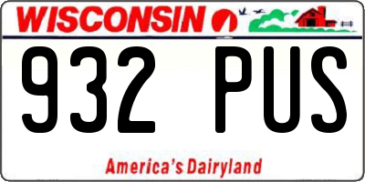 WI license plate 932PUS