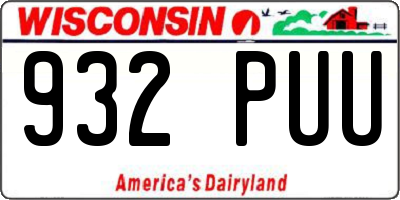 WI license plate 932PUU