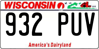 WI license plate 932PUV