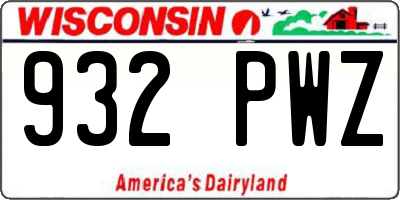 WI license plate 932PWZ