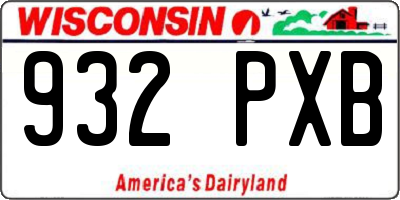 WI license plate 932PXB