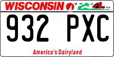 WI license plate 932PXC