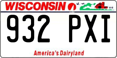 WI license plate 932PXI