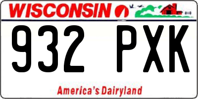 WI license plate 932PXK