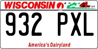 WI license plate 932PXL