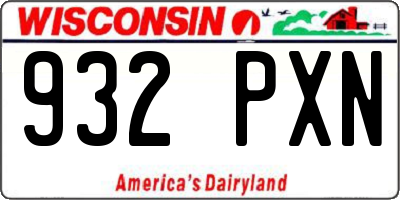 WI license plate 932PXN