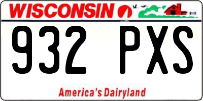 WI license plate 932PXS