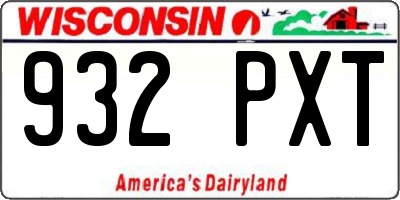 WI license plate 932PXT