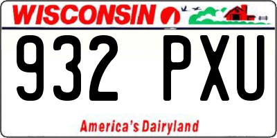 WI license plate 932PXU