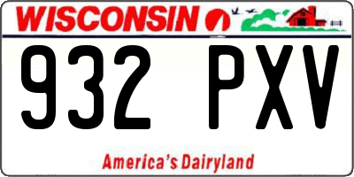 WI license plate 932PXV