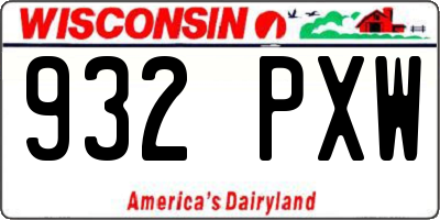 WI license plate 932PXW