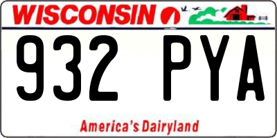 WI license plate 932PYA