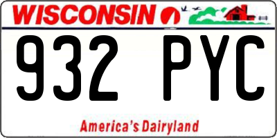WI license plate 932PYC