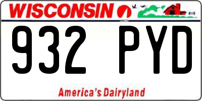WI license plate 932PYD