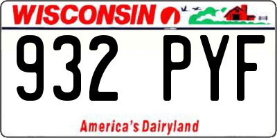 WI license plate 932PYF