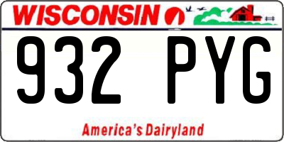 WI license plate 932PYG