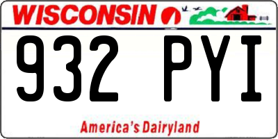 WI license plate 932PYI