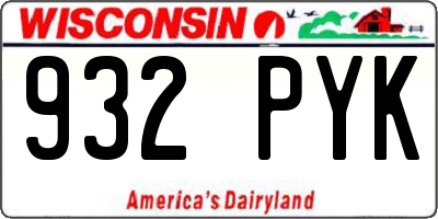 WI license plate 932PYK