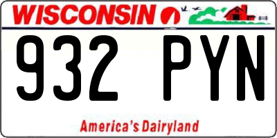 WI license plate 932PYN