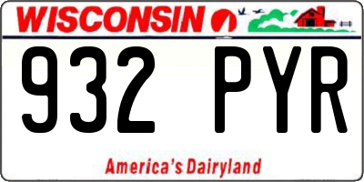 WI license plate 932PYR